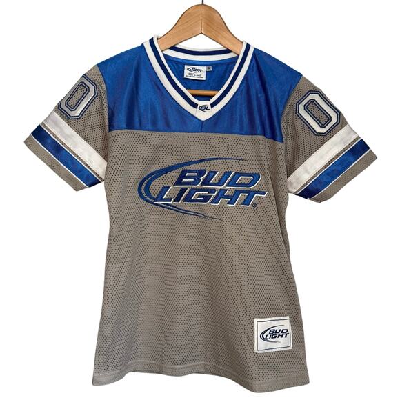 Vintage Bud Light Women’s Jersey Tee Medium 00 Sports Mesh Brand Promo - Picture 2 of 9
